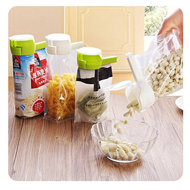 ที่หนีบปากถุง (Sealing Clips) แบบวงกลม พร้อมด้ามจับสำหรับเทอาหารออกจากถุงซิบ