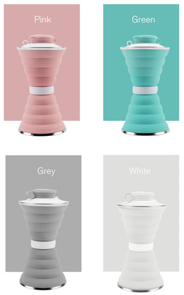 Foldable silicone water glass, 2 sides, can be attached to a steel hook, size 500 ml.