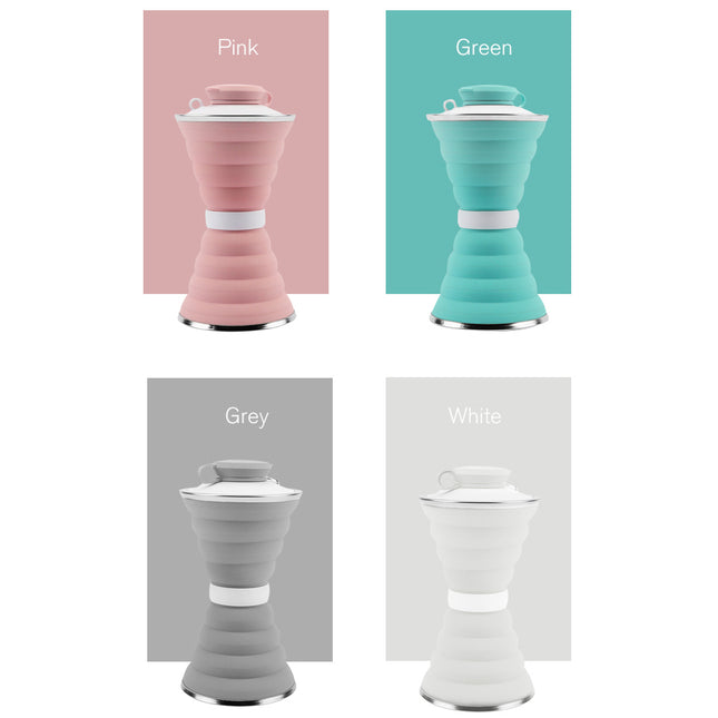 แก้วน้ำซิลิโคนพับได้ 2 ด้าน คล้องตะขอเหล็กได้ ขนาด 500 ml