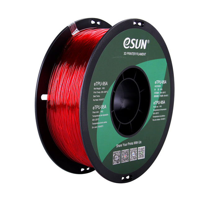 Translucent Red TPU 95A eSun Filament