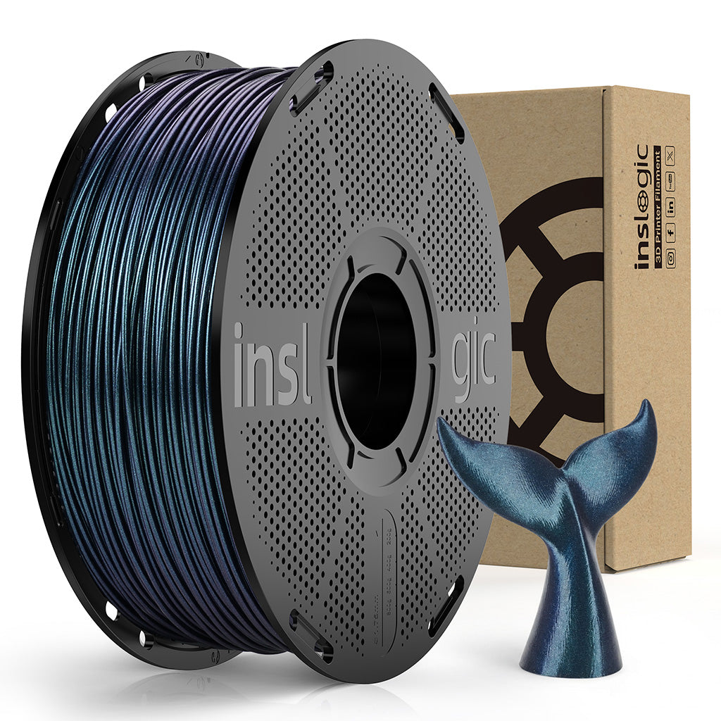 Inslogic NebuLux PLA Filament สีน้ำเงิน เขียว ม่วง เส้นฟิลาเมนต์สีเปลี่ยนตามแสงสไตล์จักรวาล