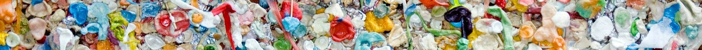 Colorful recycled plastic chips and pellets