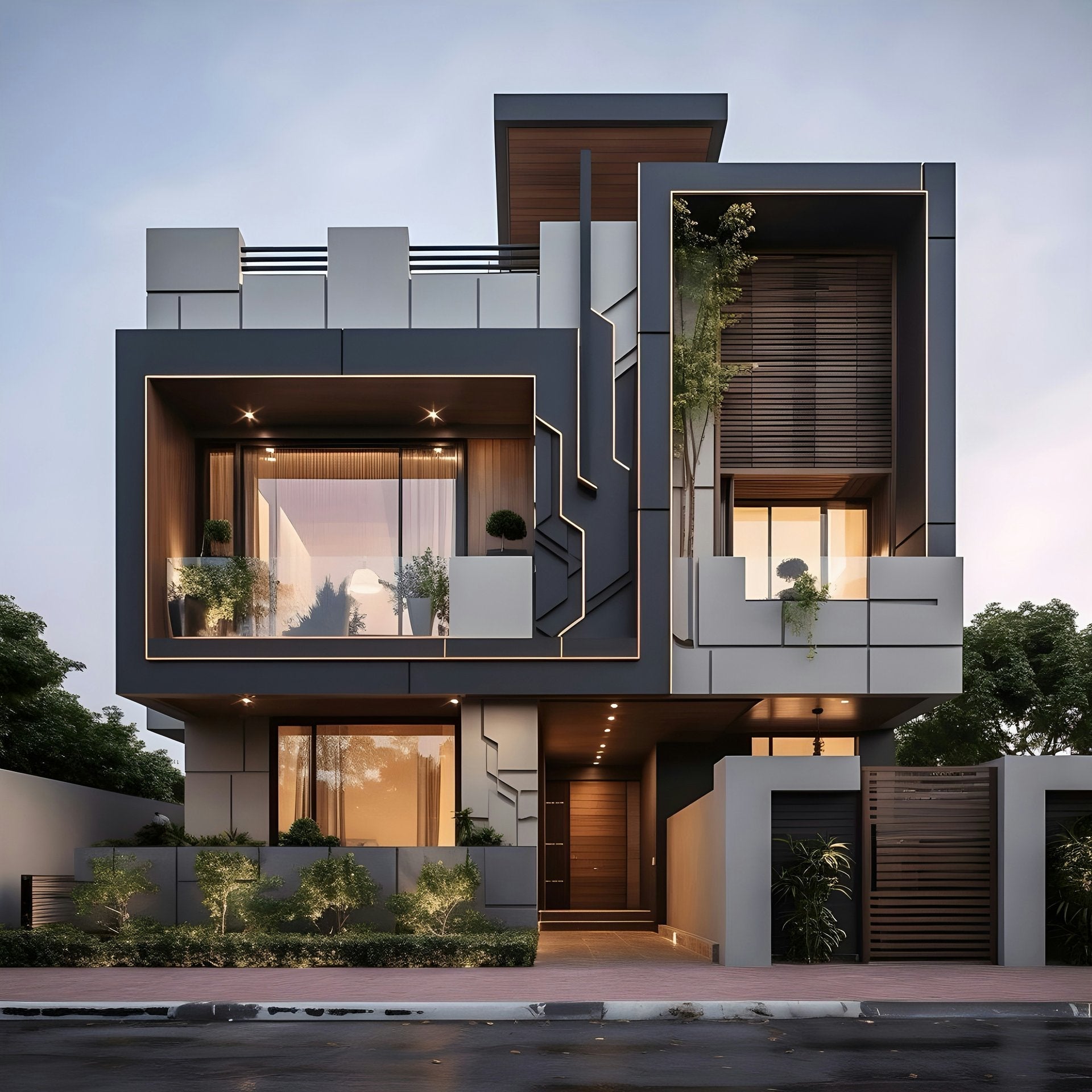 Modern two-story house architecture