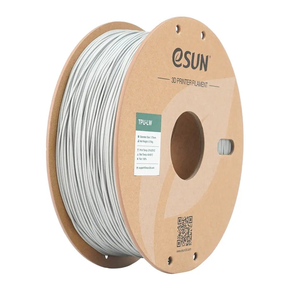 เส้นพิมพ์ 3D eSUN TPU-LW สีเทา วัสดุยืดหยุ่นน้ำหนักเบาที่โฟมตัวได้ระหว่างพิมพ์