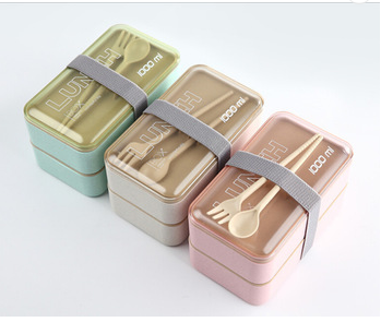 กล่องฟางข้าว 2 ชั้น ขนาด 1000 ml - Wheat straw lunch box 1000 ml 2 ชั้น