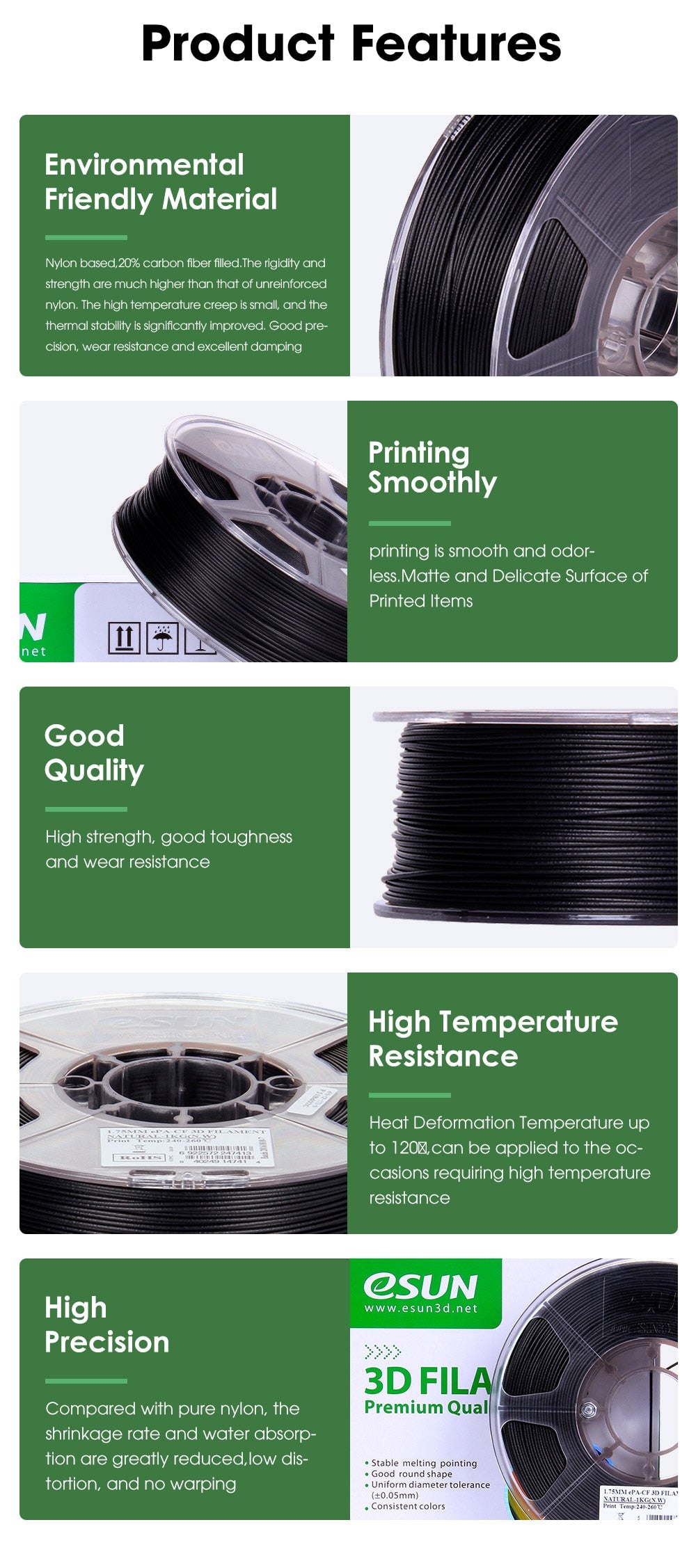 Esun Filament Chart.pdf eSUN ePA-CF Carbon Fiber Nylon | High Strength, Heat Resistant | 3D ...