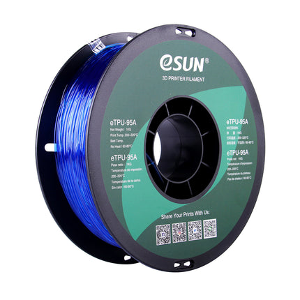 Translucent Blue TPU 95A eSun Filament 