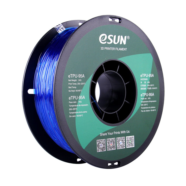 Translucent Blue TPU 95A eSun Filament 